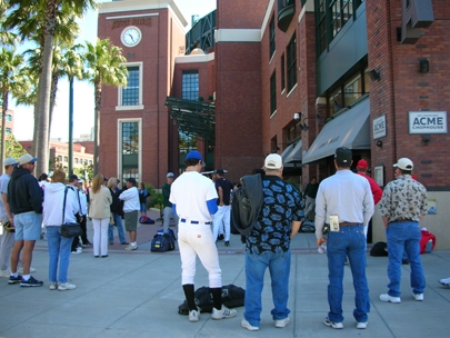 in front of the ballpark