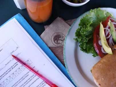 Grading at Caf� La Selva. Downtown Tlalpan