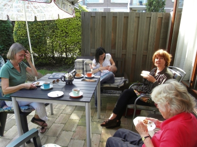 four ladies and a boy