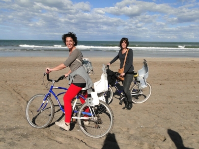 Biking with Cris, my 